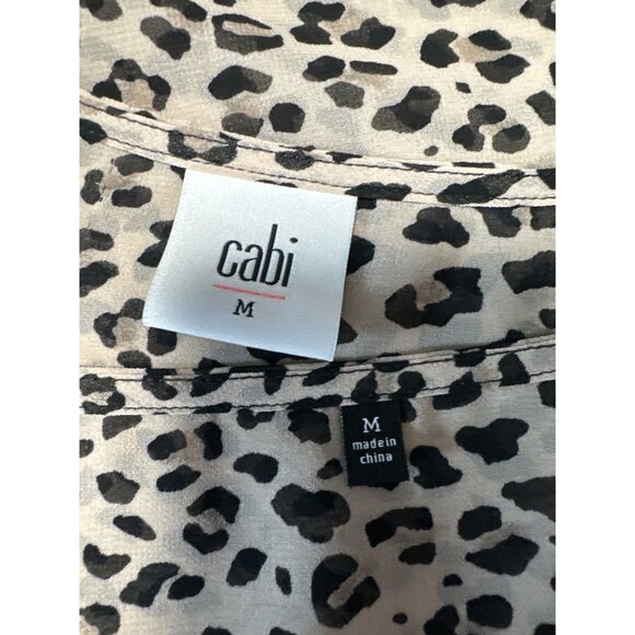 CAbi #3612 "Flutter Blouse" Cheetah Print Two-Piece Tops Women's Size M - Picture 5 of 8